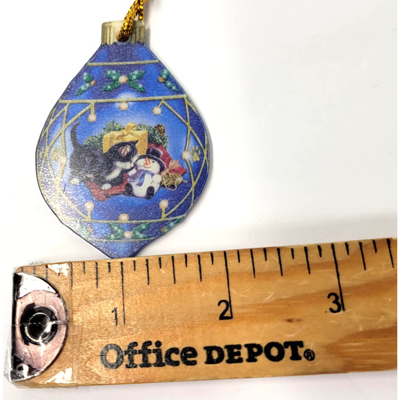 Blue Christmas Ornament Teardrop Cat Snowman Holiday Tree Hanging Decor Cute New - Picture 7 of 9